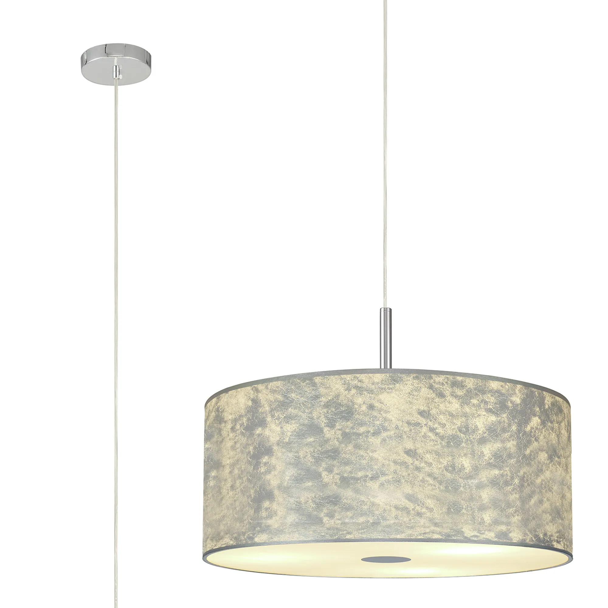 DK0821  Baymont 60cm 5 Light Pendant Polished Chrome, Silver Leaf, Frosted Diffuser